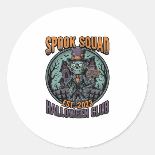 Halloween Zombie Shirt Funny Spook Squad Engraved  Classic Round Sticker