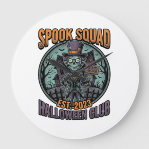 Halloween Zombie Shirt Funny Spook Squad Engraved Large Clock