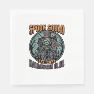 Halloween Zombie Shirt Funny Spook Squad Engraved Napkin