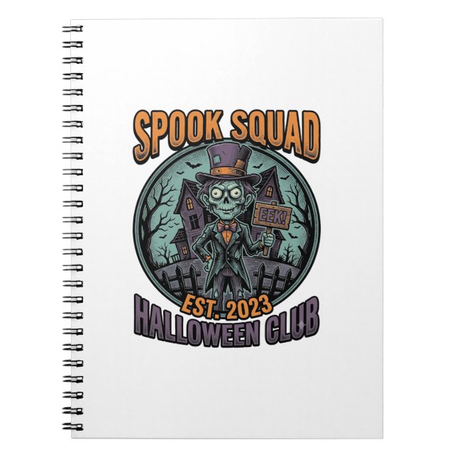 Halloween Zombie Shirt Funny Spook Squad Engraved  Notebook (Front)