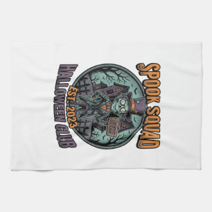 Halloween Zombie Shirt Funny Spook Squad Engraved  Tea Towel