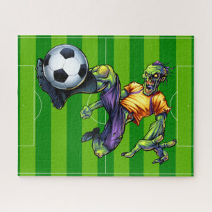 Halloween Zombie Soccer Forward Player Sports Jigsaw Puzzle