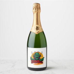 halloween zombie sparkling wine label