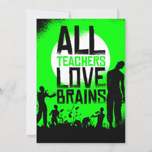halloween zombie teachers love brains funny invitation