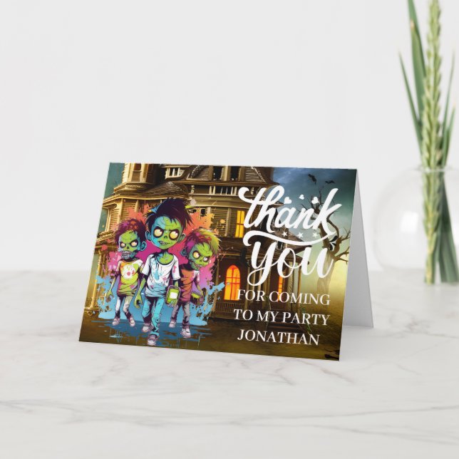 Halloween zombie-themed kids THANK YOU  Card (Front)