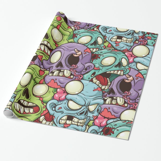 Halloween Zombies Wrapping Paper (Unrolled)
