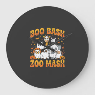 Halloween Zoo Animals Boo Bash Zoo Mash_1 Large Clock