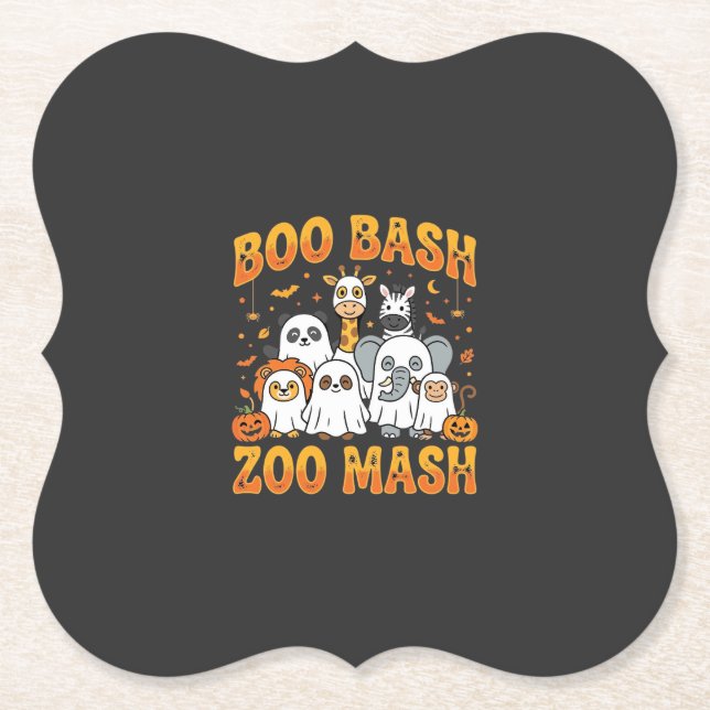 Halloween Zoo Animals Boo Bash Zoo Mash_1 Paper Coaster (Front)