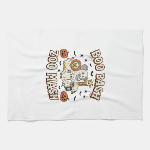 Halloween Zoo Boo Bash Funny Animal Party_1 Tea Towel