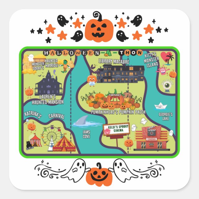 Halloweenathon Map 1 Square Sticker (Front)