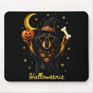 Halloweenie funny halloween dachshund witch mouse pad