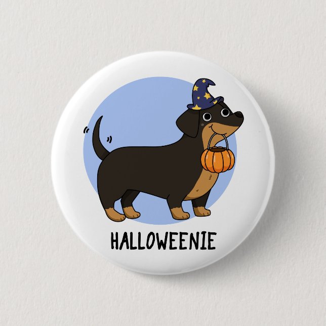 Halloweenie Funny Sausage Dog Pun  6 Cm Round Badge (Front)
