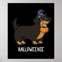 Halloweenie Funny Sausage Dog Pun Dark BG