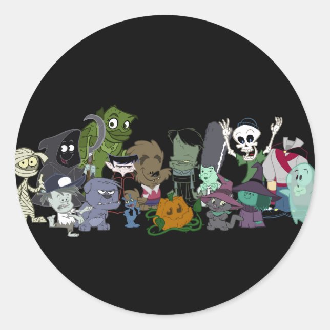 Halloweenies Group Photo Classic Round Sticker (Front)
