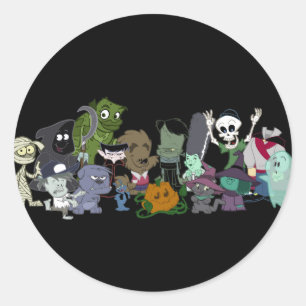 Halloweenies Group Photo Classic Round Sticker