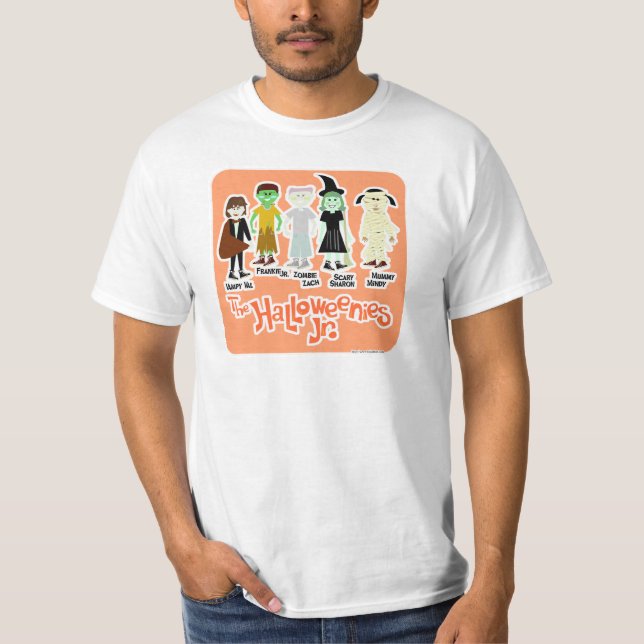 Halloweenies Junior Cartoon Halloween Characters T-Shirt (Front)