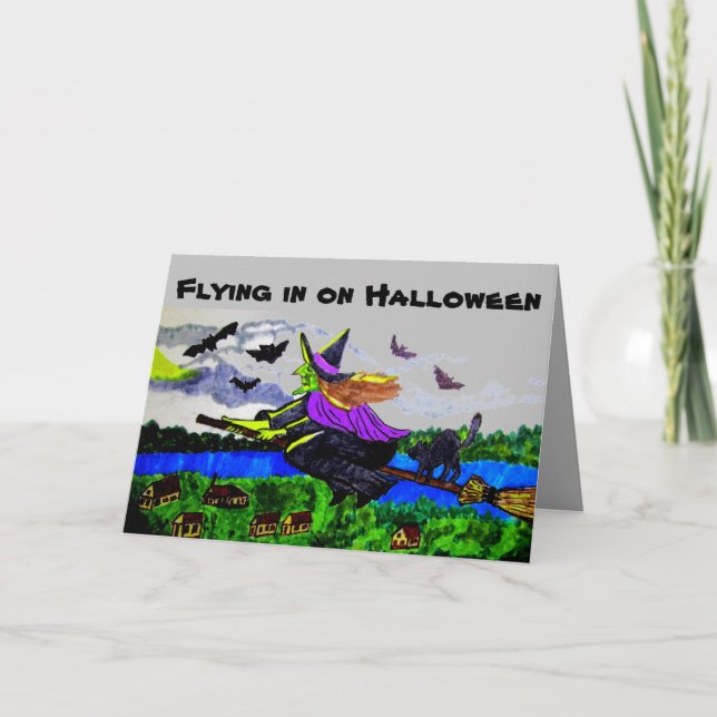 HALLOWEENN WITCH GREETING Folded Greeting Card (Front)