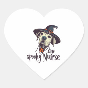 Halloween's Canine Hero One Spooky Nurse Dog Heart Sticker