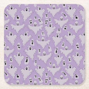 Halloweens ghostly gatherings square paper coaster