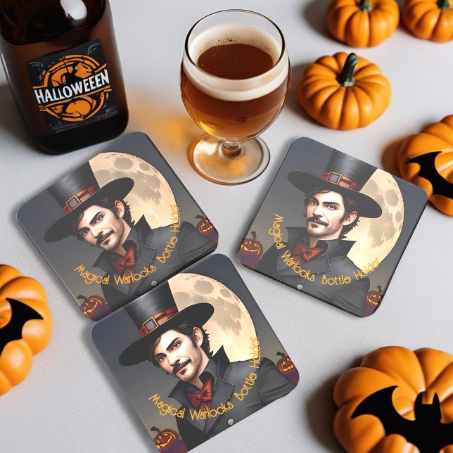 Halloweens Magical Warlocks Bottle Holders Paper Coaster (Creator Uploaded)