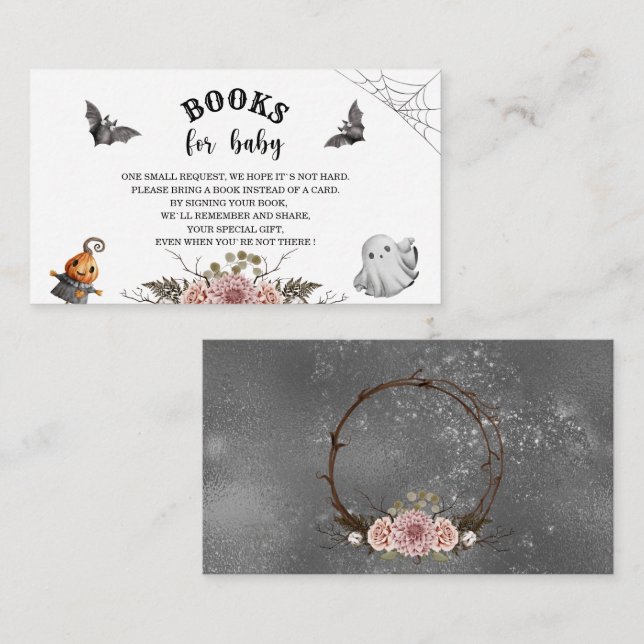 Hallowen baby shower books for baby enclosure card (Front/Back)