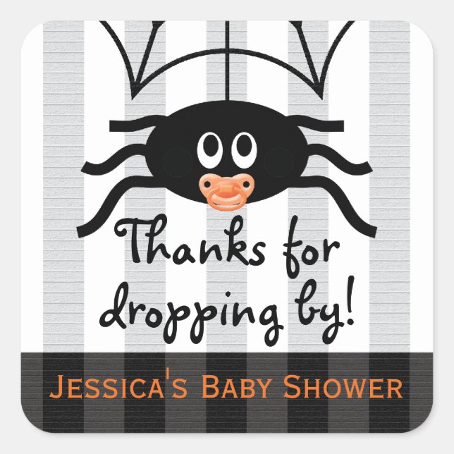 Hallowen Spider Baby Shower Thank You Stickers (Front)