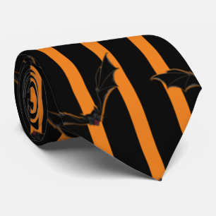 Hallowen Stripes and Bats Tie