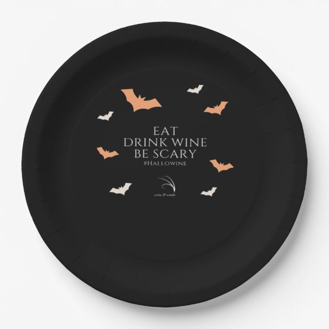 Hallowine Halloween Quote Eat Drink Be Scary Paper Plate (Front)
