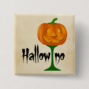 Hallowino Pumpkin Wine Glass Halloween 15 Cm Square Badge