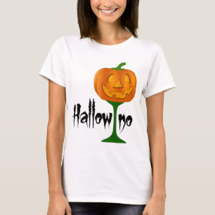Hallowino Pumpkin Wine Glass Halloween T-Shirt