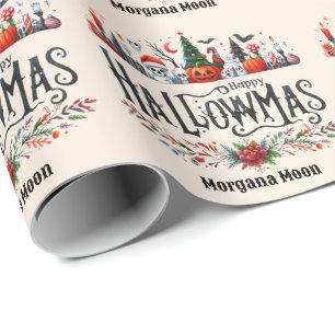Hallowmas Giftwrap Halloween Christmas Mashup Wrapping Paper