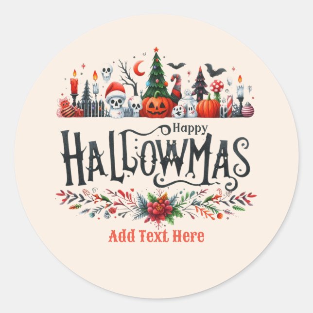 Hallowmas Halloween Christmas Mashup Classic Round Sticker (Front)