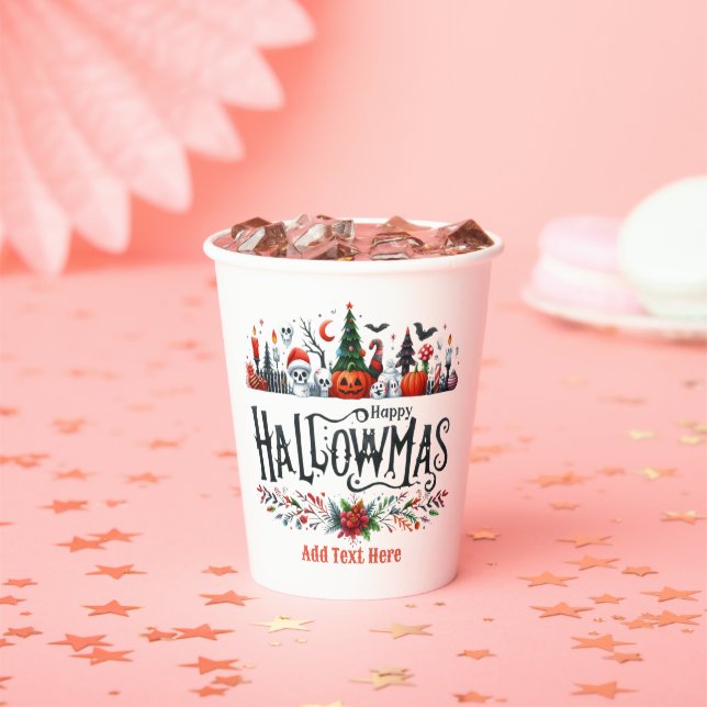 Hallowmas Halloween Christmas Mashup Paper Cups (Insitu)