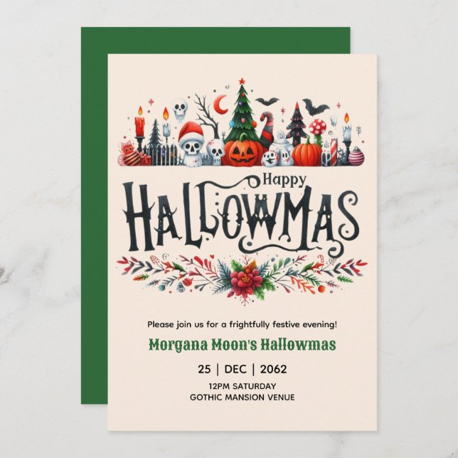 Hallowmas Invitations Christmas with Spooky Theme (Front/Back)