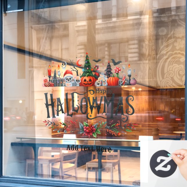 Hallowmas WINDOW DECOR Halloween Christmas Mashup  (Cafe Window)