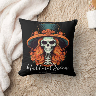 HallowQueen Skeleton Woman Halloween Cushion
