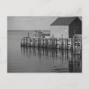Hall's Harbour Wharf (B&W) Postcard