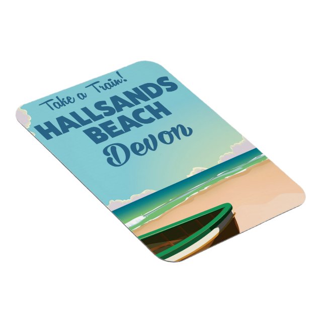 Hallsands Beach Devon beach travel poster Magnet (Right Side)