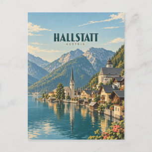 Hallstatt Austria Vintage Travel Art Postcard