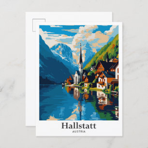 Hallstatt Austria Vintage Travel Illustration Postcard