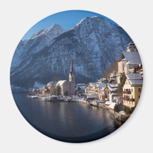 Hallstatt town in the snow in winter magnet