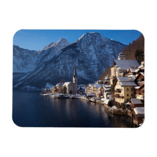 Hallstatt town in the snow in winter magnet