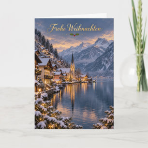 Hallstatt Winter am See Frohe Weihnachten Holiday Card