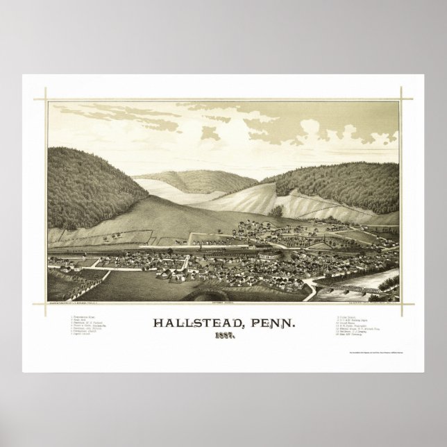Hallstead, PA Panoramic Map - 1887 Poster (Front)