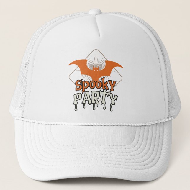 hallween Trucker hat, spooky party baseball hat (Front)