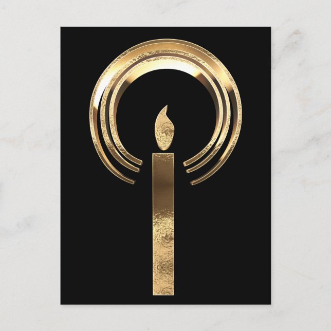 Halo around Candle Flame Elegant Gold Christmas Holiday Postcard (Front)