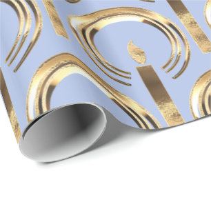 Halo around Candle Flame Pattern Ligth Blue Gold Wrapping Paper