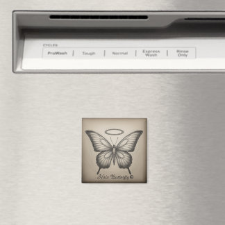 Halo Butterfly Trademark Logo Square Magnet