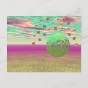 Halo of Moons, Abstract Colourful Cosmos Postcard