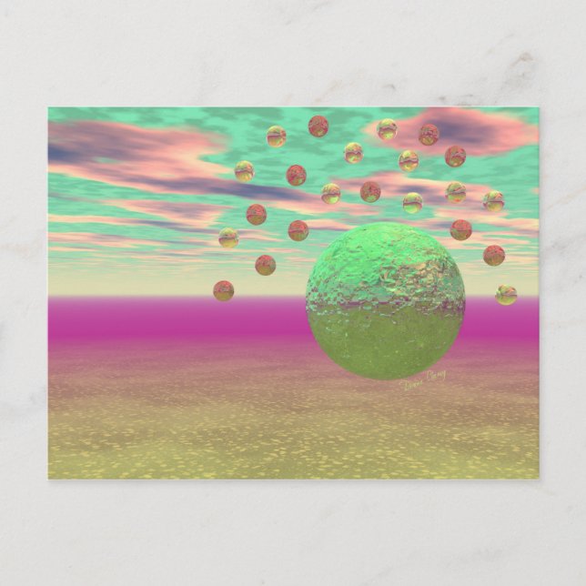 Halo of Moons, Abstract Colourful Cosmos Postcard (Front)
